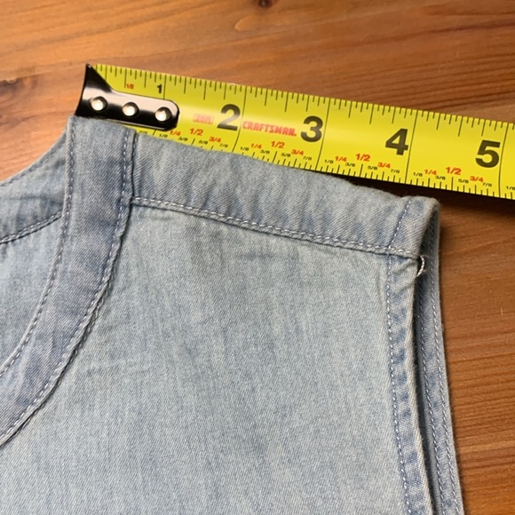 Per Se 100% Cotton Button Up Sleeveless Shirt, Lightweight, Light wash, Pocket - Picture 7 of 12